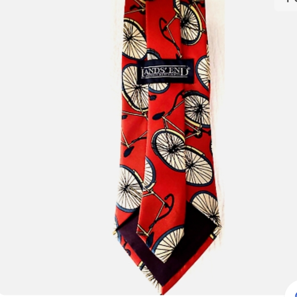 Lands' End Red Silk Men's Bicycle Tie - biking, cycle, Excellent conditi… - Picture 2 of 13